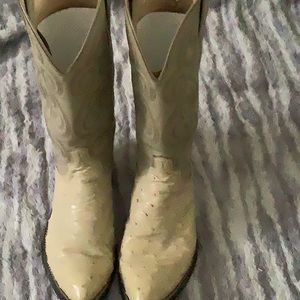 Dan Post ostrich boots, size 11 D. Cream color. Worn but in very good condition